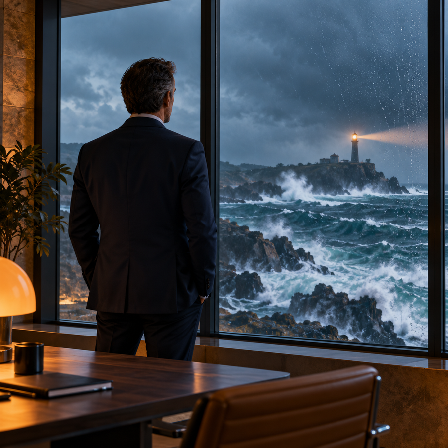 Surveillance de la tempête depuis la vigie